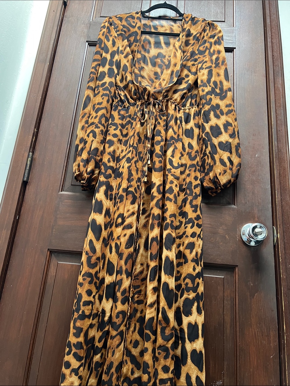 Leopard Print Long Sheer Robe